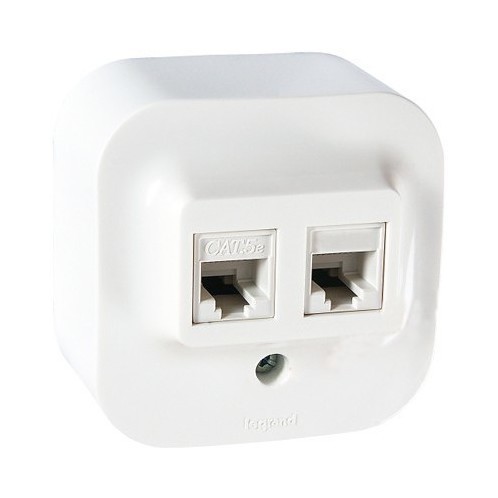 LEGRAND Розетка двойная RJ11 + RJ45 кат. 5e - UTP, белая, Quteo