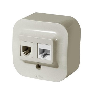 LEGRAND Розетка двойная RJ11 + RJ45 кат. 5e, слоновая кость, Quteo