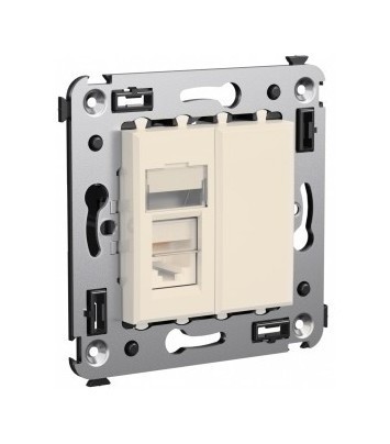 DKC / ДКС Компьютерная розетка RJ-45 в стену, кат.5e одинарная,"Ванильная дымка", Avanti