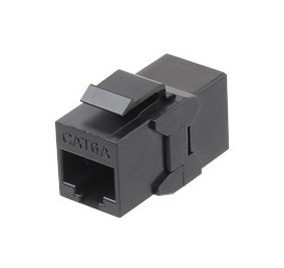 Hyperline Проходной адаптер (coupler), RJ-45(8P8C) формата Keystone Jack, категория 6a, 4 пары, черный