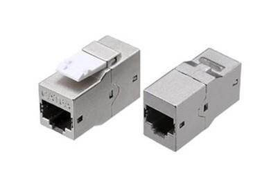 Hyperline Проходной адаптер (coupler), RJ-45(8P8C) формата Keystone Jack, категория 6a, 4 пары, экранированный, черный