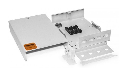 Hyperline Бокс оптический универсальный, настенный на 4 порта (SC, duplex LC, ST, FC) с держателем для 8 КДЗС, фиксатором центрального силового элемента, зажимом для организации кабеля, стяжками (без пигтейлов и проходных адаптеров)