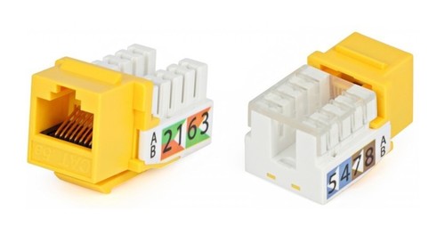 Hyperline Вставка Keystone Jack RJ-45(8P8C), категория 5e, Dual IDC, желтая