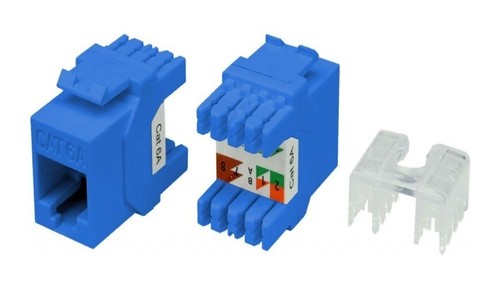 Hyperline Вставка Keystone Jack RJ-45(8P8C), категория 5e, тип 180 градусов, синяя