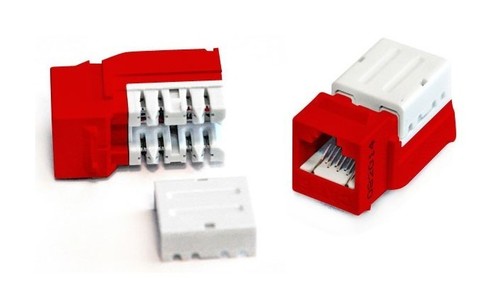 Hyperline Вставка Keystone Jack RJ-45(8P8C), категория 6, 110 IDC, заделка с помощью E-TOOL, красная