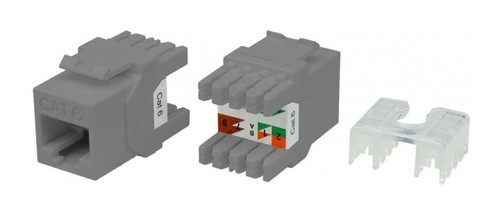 Hyperline Вставка Keystone Jack RJ-45(8P8C), категория 6, тип 180 градусов, серая