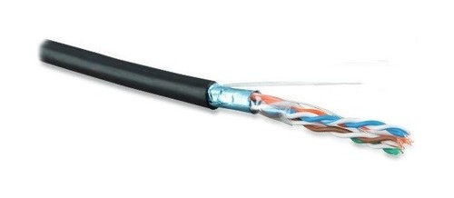 Hyperline (куски) Кабель витая пара, экранир. F/UTP, кат. 5e, 4 пары (24AWG), одножильный (solid), экран - фольга, внешний, PE, -40°C–+60°C, черный-гарантия: 15 лет компонентная