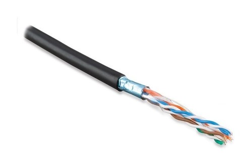 Hyperline (куски) Кабель витая пара, экранированная F/UTP, категория 5e, 4 пары(22 AWG), одножильный(solid), экран-фольга,внешний, PE, -40°C – +60°C, черный - гарантия: 15 лет компонентная