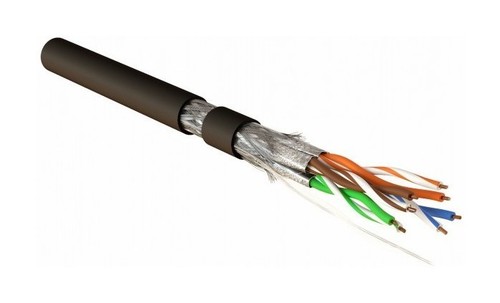 Hyperline (500 м) Кабель витая пара, экранированная (S/FTP), категория 7A, 4 пары (23AWG), одножильный (solid), каждая пара в фольге, общий экран - оплетка, PE, черный