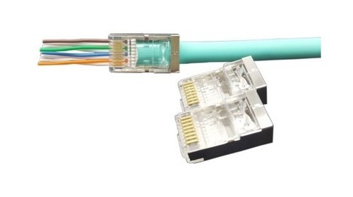 Hyperline Разъем легкой оконцовки RJ-45 (8P8C) под витую пару, категория 5e (50 µ"/ 50 микродюймов), экранированный, универсальный (для одножильного и многожильного кабеля) (100 шт.)