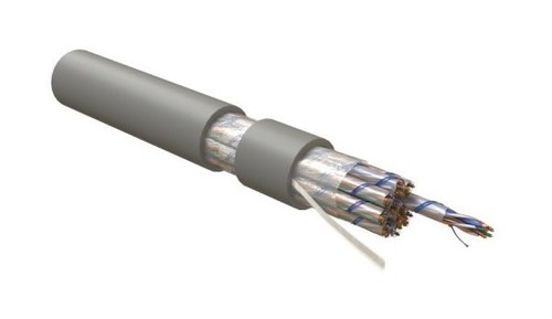 Hyperline Кабель витая пара U/UTP, категория 5, 50 пар (5 пар (24 AWG)х10), одножильный (solid), LSZH нг(А)-HF, –20°C – +60°C, серый