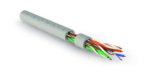 Hyperline (305 м) Кабель витая пара, неэкранированная U/UTP, категория 5e, 4 пары (24 AWG), одножильный (solid), нг(А)-LSLTx, внутренний, серый