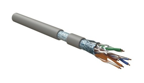 Hyperline (305 м) Кабель витая пара F/UTP, категория 5e, 4 пары (24 AWG), одножильный (solid), экран - фольга, LSZH, нг(А)-HF, –20°C – +75°C, серый - гарантия: 15 лет компонентная, 25 лет системная