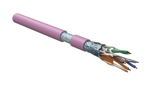 Hyperline (305 м) Кабель витая пара F/UTP, категория 5e, 4 пары (24 AWG), одножильный(solid), экран - фольга, LSZH, нг(А)-HF, –20°C – +75°C, розовый - гарантия:15 лет компонентная, 25 лет системная