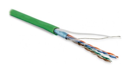 Hyperline (100 м) Кабель витая пара, экранированная F/UTP, категория 5e, 4 пары (26 AWG), многожильный (patch), экран - фольга, LSZH, нг(А)-HF, –20°C – +75°C, зеленый