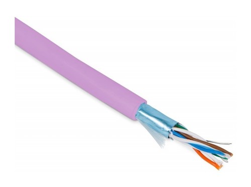 Hyperline (305 м) Кабель витая пара, экранированная F/UTP, категории 5e, 4 пары (26 AWG), многожильный (patch), экран - фольга, PVC, –20°C – +75°C, розовый