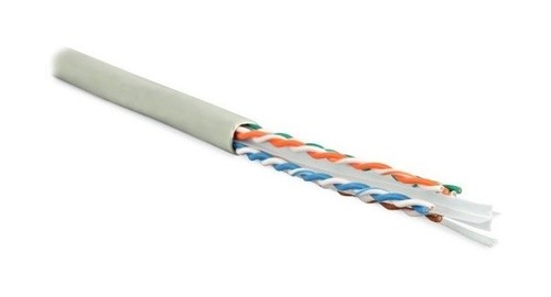Hyperline (100 м) Кабель витая пара U/UTP, категория 6, 4 пары (23 AWG), одножильный (solid), с разделителем, LSZH, нг(А)-HF, –20°C – +75°C, серый - гарантия:15 лет компонентная, 25 лет системная