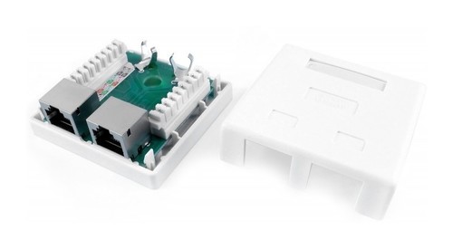 Hyperline Розетка компьютерная RJ-45(8P8C), категория 6, экранированная, двойная, внешняя, Dual IDC