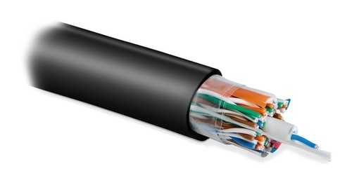 Hyperline (UTP25W-C5-SOLID-OUTDOOR-PE) Кабель витая пара, неэкранированная U/UTP, категория 5, 25 пар (4 пары (24 AWG)х6 + 1пара (24 AWG)), одножильный (solid), внешний, PE, -40°C – +60°C, черный