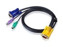 ATEN Шнур, мон+клав+мышь PS/2, SPHD15=>HD DB15+2x6MINI-DIN, Male-3xMale, 8+6+6 проводов, опрессованный, 3 метр., черный