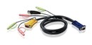 ATEN Шнур, мон+клав+мышь USB/PS2, SPHD=>HD DB15+USB A-Тип+2x6MINI-DIN, Male-4xMale, 8+8 проводов, опрессованный, 1.8 метр., черный