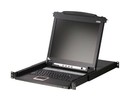 ATEN Переключатель, электрон., KVM, 1 local user PS2/USB/VGA консоль LCD 17"+32 IP user => 8 cpu (PS2/USB/Sun+VGA)/RS232, без модулей, 1600x1200 60Hz (40м), 1U 19", исп.спец.модули и UTP, OSD, каскад 128