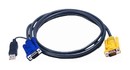 ATEN Шнур, мон+клав+мышь USB, SPHD15=>HD DB15+USB A-Тип, Male-2xMale, 8+4 проводов, опрессованный, 1.8 метр., черный