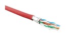 Hyperline (500 м) Кабель витая пара, экранир. U/FTP, кат. 6, 4 пары (23 AWG), одножил. (solid), кажд.пара в фольге, LSZH, нг(А)-HF, –20°C–+60°C, красный-гарантия: 15 лет компон., 25 лет системная