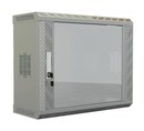 Hyperline Шкаф настенный 19-дюймовый (19"), 6U, 367х600х250, со стеклянной дверью, несъемные боковые панели, цвет серый (RAL 7035) (собранный)