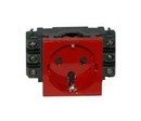 LEGRAND 77621 Модуль розетки 2К+3, 2М, немецкий стандарт (Schuko), проходной (в короб), с механической блокировкой, красный, Mosaic