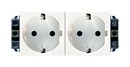 LEGRAND 77602 Модуль розетки 2х2К+3, 4М, немецкий стандарт (Schuko), проходной (в короб), с защитными шторками, Mosaic