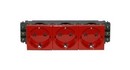 LEGRAND 77613 Модуль розетки 3х2К+3, 6М, немецкий стандарт (Schuko), проходной (в короб), красный, Mosaic