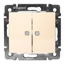 LEGRAND Выключатель 2-клавишный, с подсветкой, 10АХ, 250В, слоновая кость, Valena