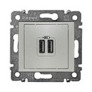 LEGRAND Модуль розетки USB для зарядки, 2 входа, алюминий, Valena