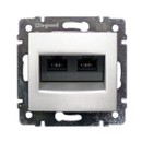 LEGRAND Модуль розетки 2ХRJ 45, UTP, блестящий алюминий, Valena