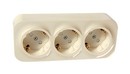 LEGRAND Розетка 3х2К+3, накладной монтаж, с винтовыми зажимами, со шторками, 16А, слоновая кость, Quteo