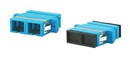 Hyperline Оптический проходной адаптер SC-SC, SM, duplex, корпус пластиковый, синий, черные колпачки