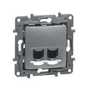 LEGRAND Модуль розетки двойной RJ11+RJ45, категория 5 UTP, алюминий, ETIKA