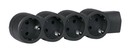 LEGRAND Блок розеток без шнура, 4 розетки, 16А, ультраплоский, фиксируемый, черный, серия "стандарт" (для применения с кабелем 3G минимум 1.5 кв. мм)