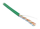 Hyperline (100 м) Кабель витая пара, неэкранированная U/UTP, категория 5e, 4 пары (24 AWG), одножильный (solid), PVC, -20°C – +75°C, зеленый - гарантия: 15 лет компонентная, 25 лет системная