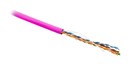 Hyperline (100 м) Кабель витая пара, неэкранированная U/UTP, категория 5e, 4 пары (24 AWG), одножильный (solid), PVC, -20°C – +75°C, розовый - гарантия: 15 лет компонентная, 25 лет системная