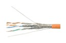 Hyperline (305 м) Кабель витая пара SF/UTP, категория 5e, 4 пары (24 AWG), одножильный (solid), экран - фольга + медная оплетка, LSZH, –20°C – +75°C, оранжевый - гарантия:15 лет компонентная, 25 лет системная