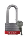 BRADY Стальные замки, высота дужки 51 мм, диаметр дужки 7 мм, цвет бампера - красный, 1 ключ, устойчив к низкой температуре (6 шт/к-т)