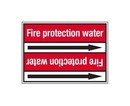 BRADY Стрелка для маркировки трубопровода, легенда "Fire Protection Water", белый на красном, 37*284мм, для трубы диаметром 40-83 мм, высота букв 20 мм, 3 стрелки на листе, B-7529(ламинированный полиэстер)"