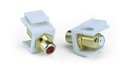 Hyperline Вставка формата Keystone Jack, F-type / RCA красный (IN/OUT), gold plated, ROHS, белая