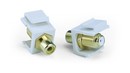 Hyperline Вставка формата Keystone Jack, F-type / RCA желтый (IN/OUT), gold plated, ROHS, белая