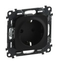 LEGRAND Модуль силовой розетки 2К+З, немецкий стандарт, с защитными шторками, винтовые зажимы, 16А, 250В, с лицевой панелью, антрацит, Valena Allure