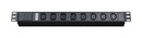 Hyperline Блок розеток для 19" шкафов, горизонтальный, 8 x IEC 320 C13 (10A), 230 В, кабель питания 3х1мм2, длина 2.5 м, с вилкой IEC 320 C14, 482.6 мм x 44.4 мм x 44.4 мм (ДхШхВ)