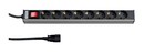 Hyperline Блок розеток для 19" шкафов, горизонтальный, с выключателем с подсветкой, 8 розеток Schuko (10A), кабель питания 2.5 м с вилкой IEC 320 C14, 482.6 мм x 44.4 мм x 44.4 мм (ДхШхВ)