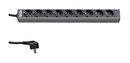 Hyperline Блок розеток для 19" шкафов, горизонтальный, 9 розеток Schuko (16A), 230 В, кабель питания 1.5мм2, длина 2.5 м, с вилкой Schuko, 482.6 мм x 44.4 мм x 44.4 мм (ДхШхВ)